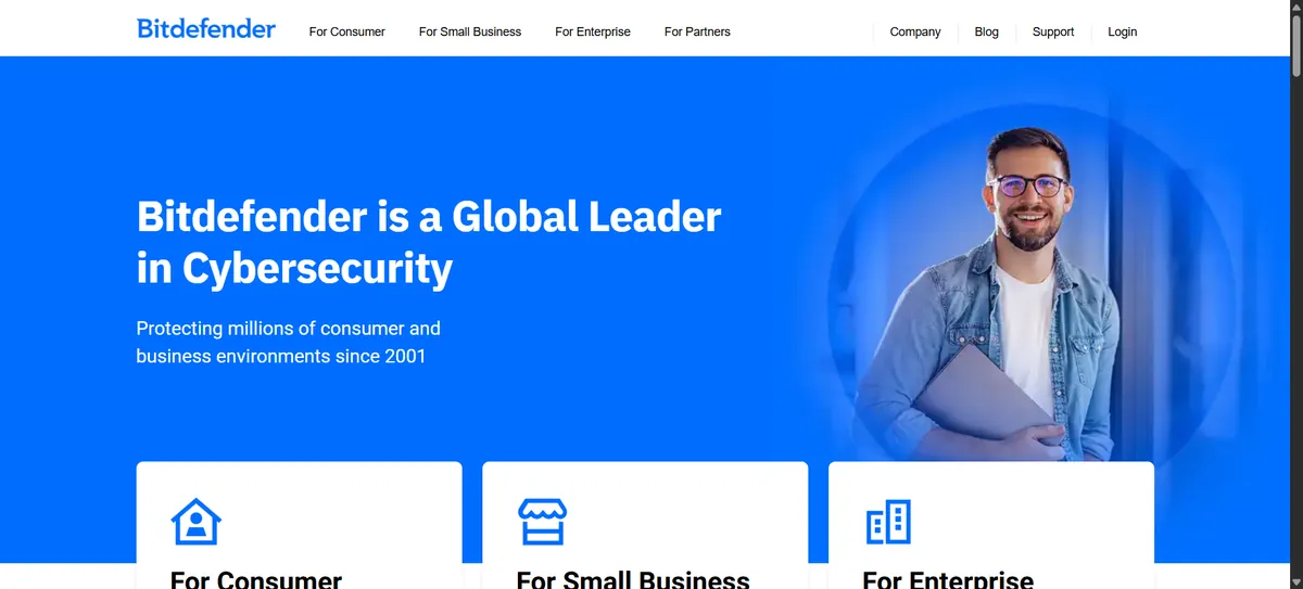 Bitdefender official website homepage screenshot 2026