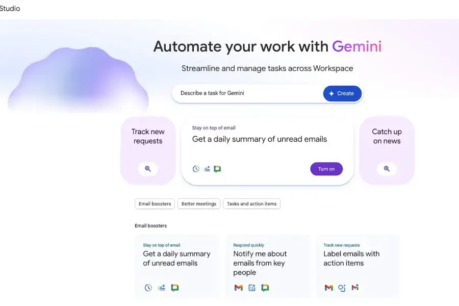 Gemini automating Google Workspace tasks such as a daily summary of unread emails, our Google Workspace pick among the best AI tools for work