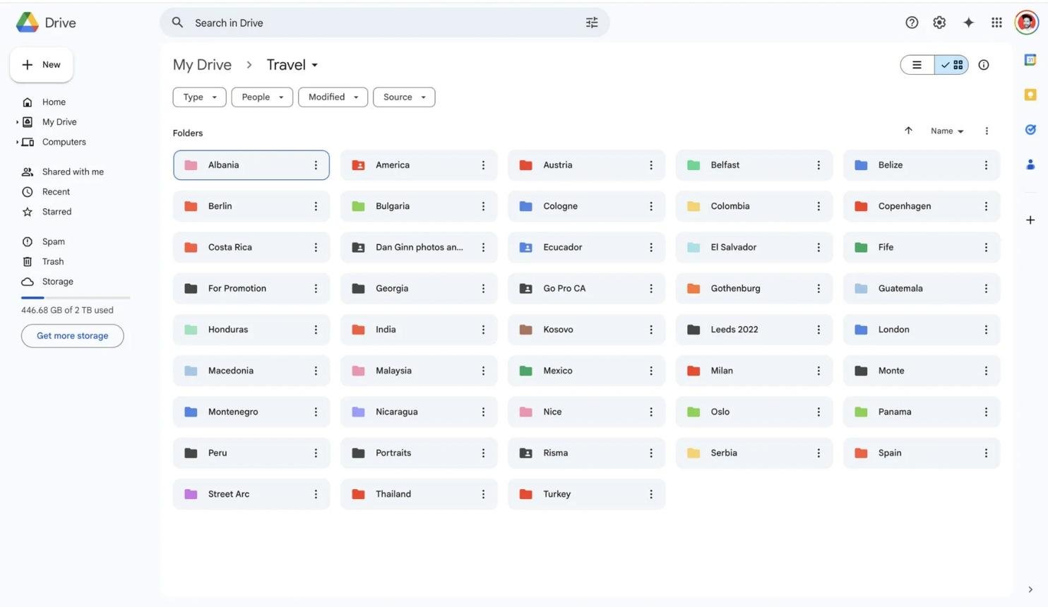 Google Drive, our pick among the best cloud storage services of 2026, showing My Drive folders