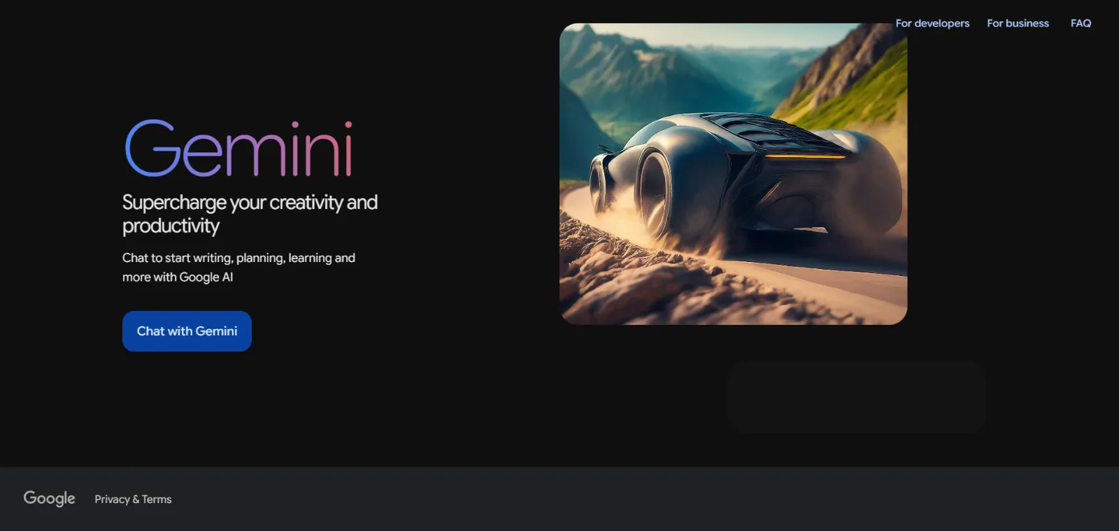 Google Gemini homepage screenshot
