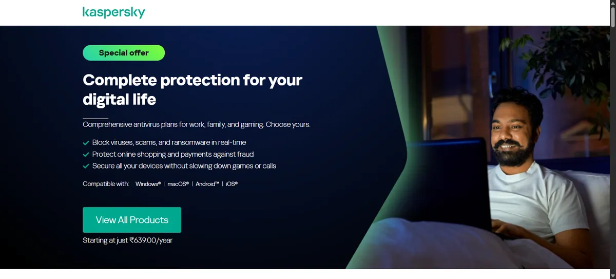 Kaspersky official website screenshot 2026