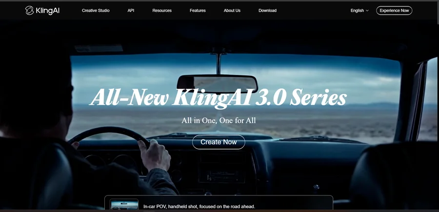 Kling AI 3.0 video generation model homepage