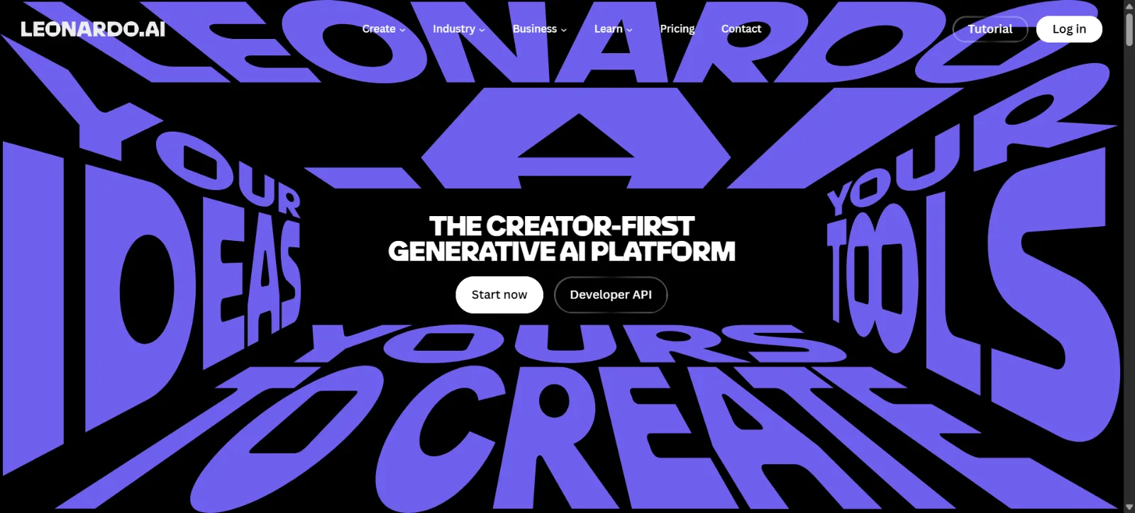Leonardo AI homepage screenshot