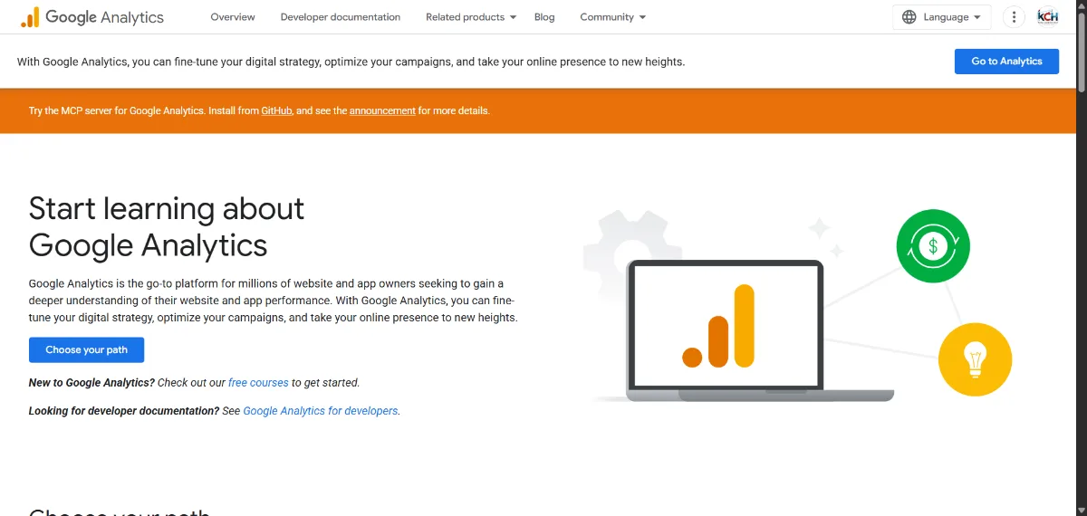 Google Analytics 4 official website homepage screenshot 2026
