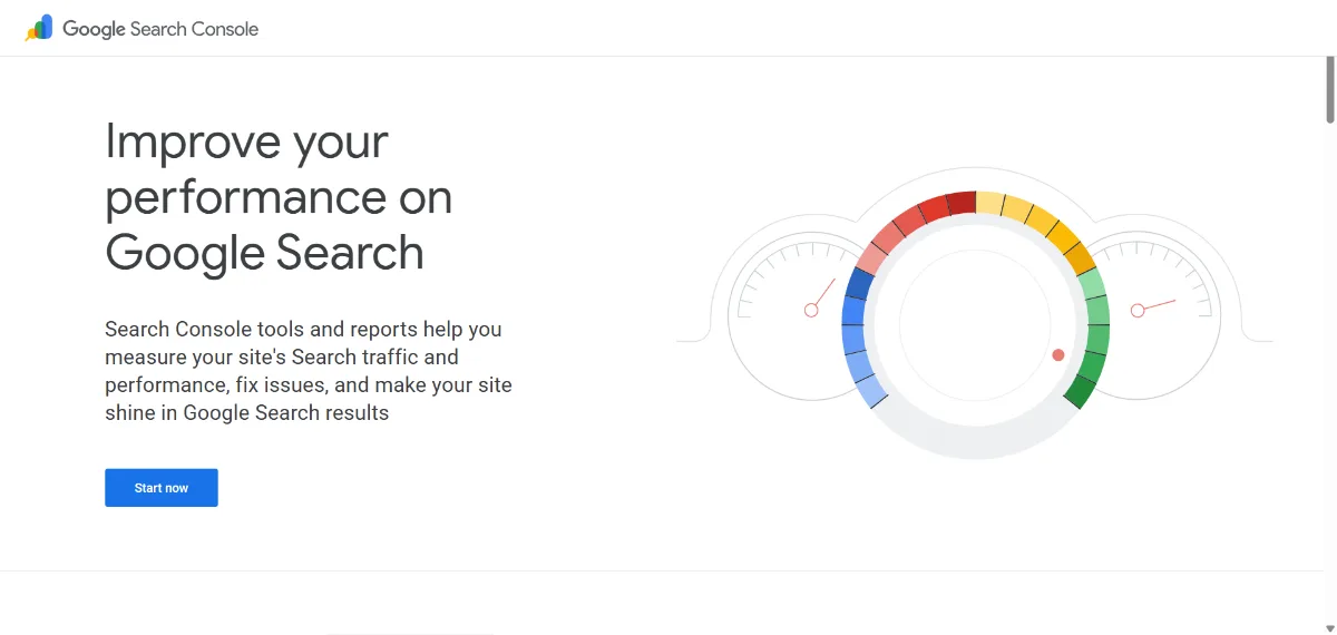 Google Search Console official website homepage screenshot 2026