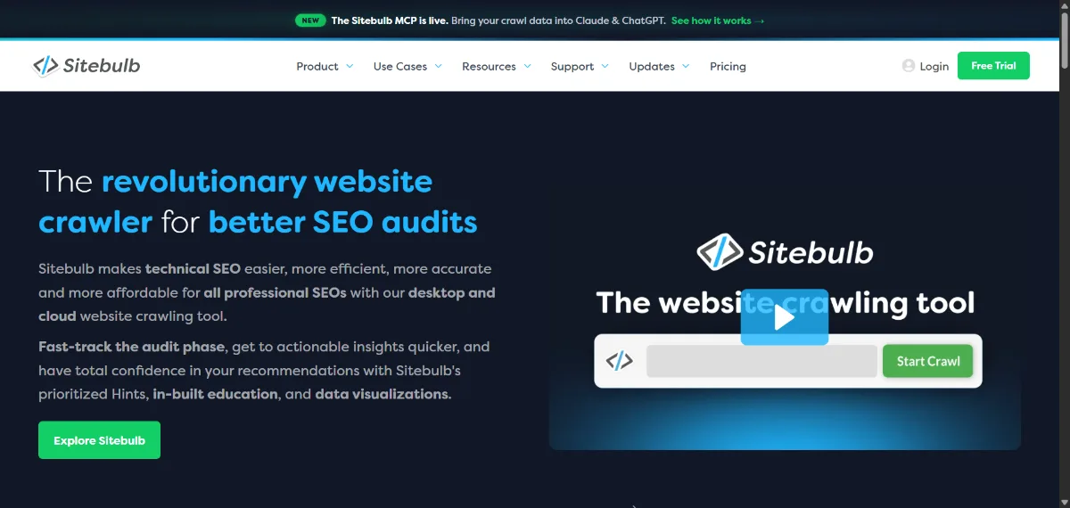 Sitebulb official website homepage screenshot 2026