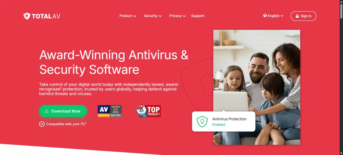 TotalAV official website screenshot 2026