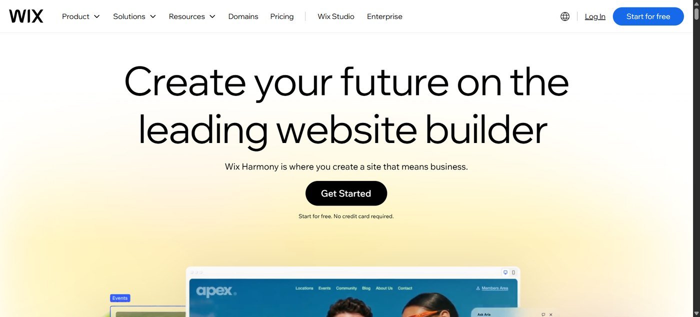 Wix homepage, our pick for the best website builder overall in 2026