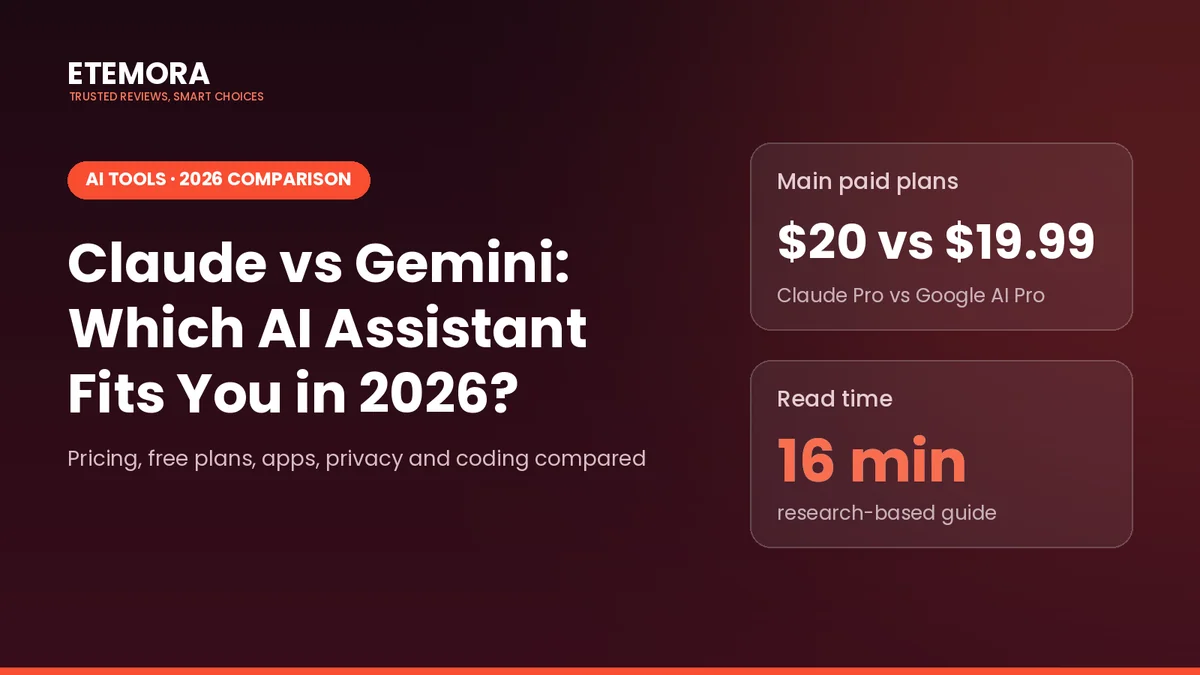 Claude vs Gemini 2026 comparison featured image: Claude Pro $20 vs Google AI Pro $19.99