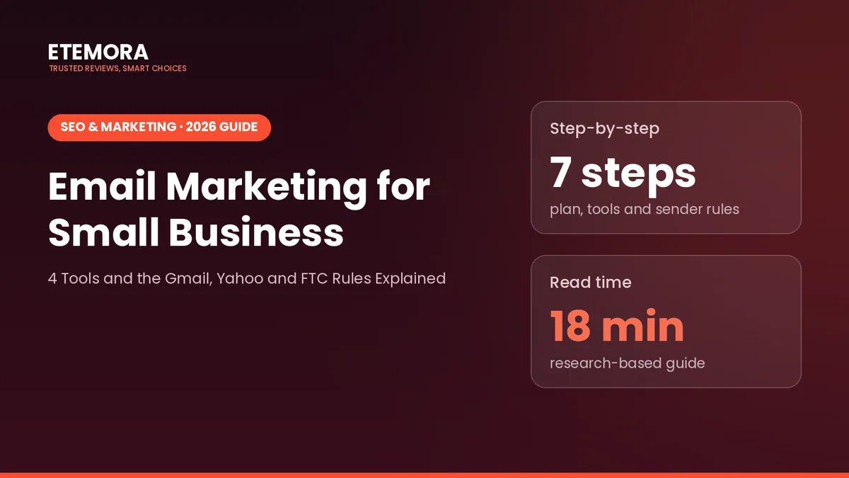 Email marketing for small business guide featured image with 7 steps and 18 minute read time