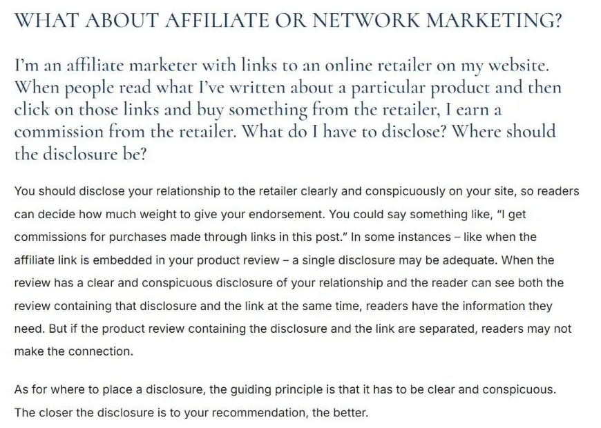 Official FTC guidance on affiliate marketing disclosures