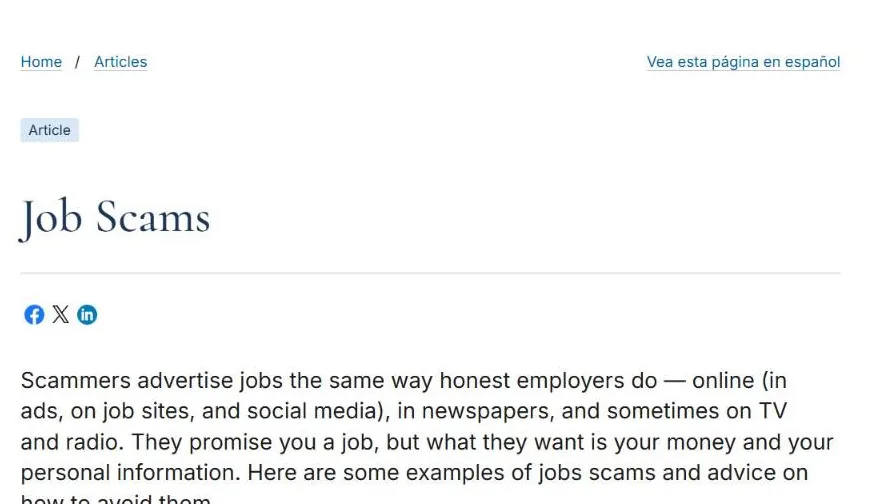 FTC consumer advice on job scams that target freelancers and job seekers