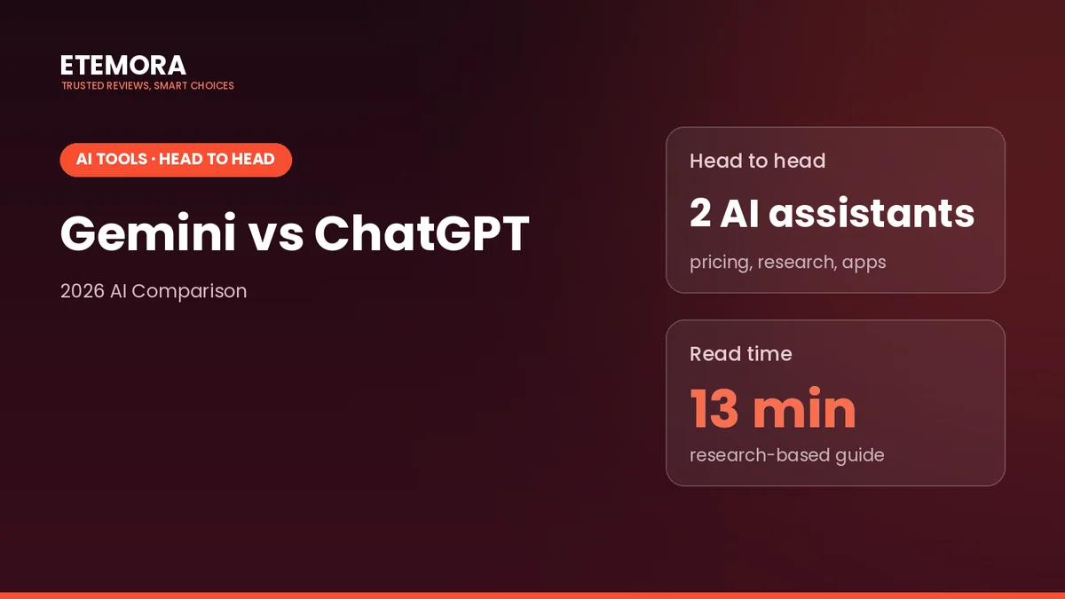 Gemini vs ChatGPT 2026 comparison: pricing, research and apps