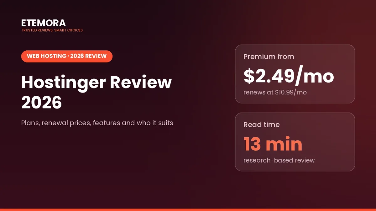 Hostinger review 2026 – Etemora web hosting review featured image