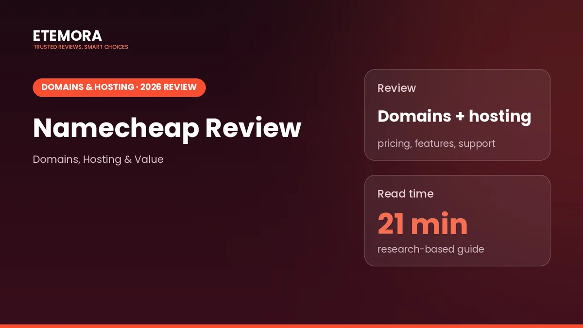 Namecheap Review 2026 featured image: domains, hosting and value